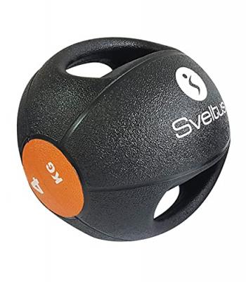 SVELTUS  ballon de m&eacute;decine double poign&eacute;e 4 kg noir