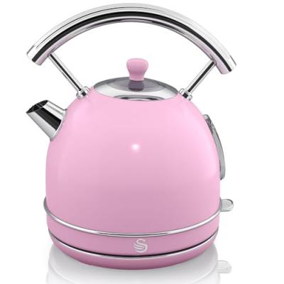 SWAN  - SK14630PNEU Retro Bouilloire, 1,8 l, Acier Inoxydable sans bpa, R&eacute;sistance Cach&eacute;e, sans Fil 3000W Rose