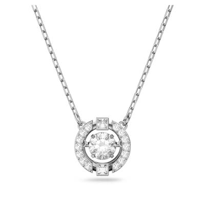 SWAROVSKI  Collier  Sparkling Dance Round, blanc, M&eacute;tal rhodi&eacute;
