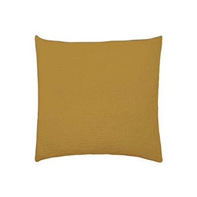ESSIX Taie d'oreiller en gaze de coton lav&eacute;e Tendresse Camel 65x65 cm