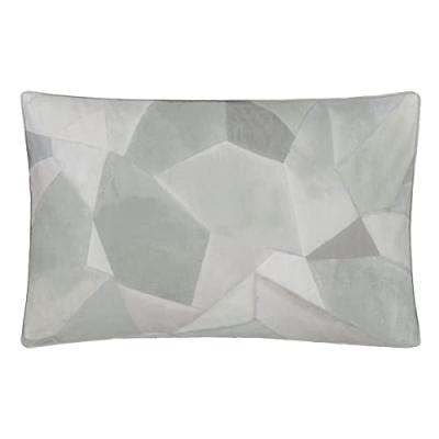 DESIGNERS GUILD Taie d'oreiller imprim&eacute;e en percale de coton GEO MODERNE PEWTER Beige