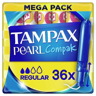 TAMPAX  Compak Pearl Lot de 36 tampons r&eacute;gulier