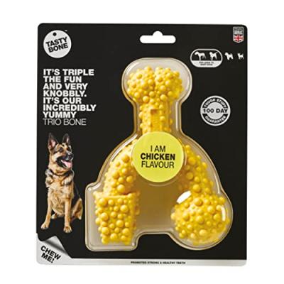 TASTYBONE TASTY BONE Jouet Trio en Caoutchouc pour Chien &agrave; la Volaille Moyen