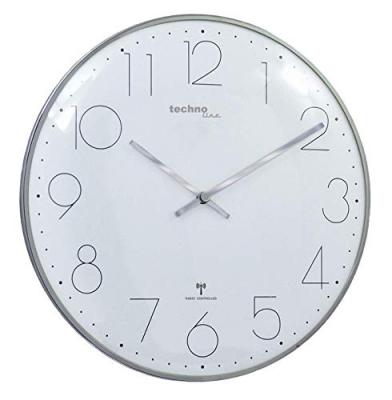 Techno Line WT 8235 chrom-optik radiopilot&eacute;(e) Horloge murale 350 mm x 25 mm chrome