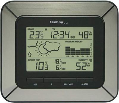 TECHNOLINE  Ws 9273-It Station M&eacute;t&eacute;o Avec Horloge Noir/Aluminium