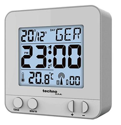  Technoline WT 235 R&eacute;veil Radio-pilot&eacute; avec capteur Tactile en Plastique Argent&eacute; 8 x 2,5 x 8 cm