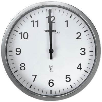 Technoline WT 8950 Horloge murale radio-pilot&eacute;e &Oslash; 30 cm (Chrome)