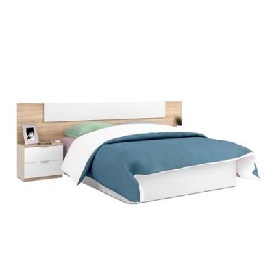 HABITDESIGN But T&ecirc;te de lit LINEA 2 chevets et 4 tiroirs blanc