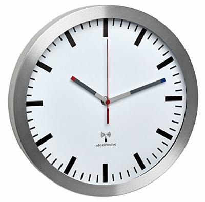 TFA Dostmann Radio Horloge murale 60.3528.02 , M&eacute;tal blanc