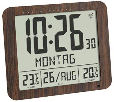 TFA Dostmann 60.4518.08 radiopilot&eacute;(e) Horloge murale 248 mm x 25 mm x 206 mm bois