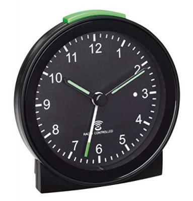 TFA R&eacute;veil  60.1517.01 radiopilot&eacute;(e) noir dur&eacute;es dalarme 1 fluorescent aiguilles 1 pc(s)