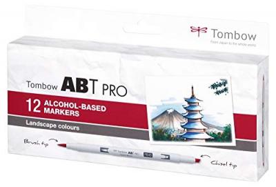 TOMBOW Feutre Pinceau &Agrave; Alcool Abt Pro Set Paysage 12 Couleurs