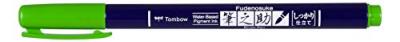  Tombow Stylo de calligraphie Fudenosuke, vert - Lot de 6