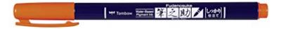 Tombow Stylo de calligraphie Fudenosuke, orange - Lot de 6