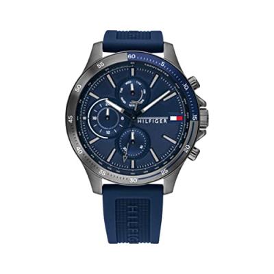 TOMMY HILFIGER Montre Homme  Bank 1791721 bracelet silicone bleu