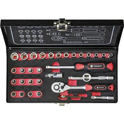 TOOLCRAFT  Jeu de cl&eacute;s &agrave; douille m&eacute;trique 1/4 (6.3 mm) 36 pi&egrave;ces 826363
