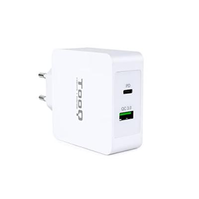 TOOQ Chargeur mural  USB 3.0, USB-C - Charge rapide - Couleur blanche