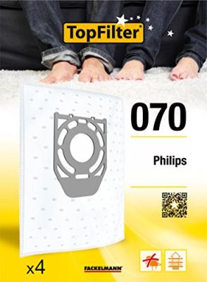 TOPFILTER Lot de 4 sacs aspirateur philips  premium ref. 64070