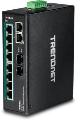 TRENDNET  10 Port Hardened Power Over Ethernet+ Din Rail Switch Noir