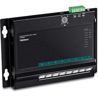 TRENDNET  8-port industrial gigabit poe+ wall-mount front access switch noir