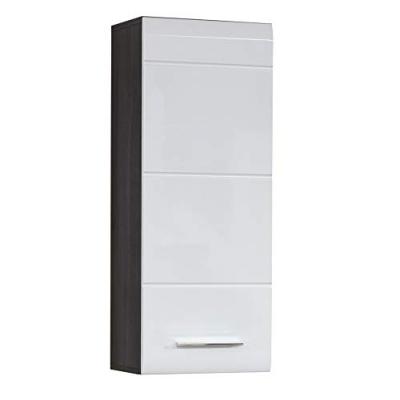 Armoire de toilette 1 porte m&eacute;lamin&eacute; blanc et gris bezzi