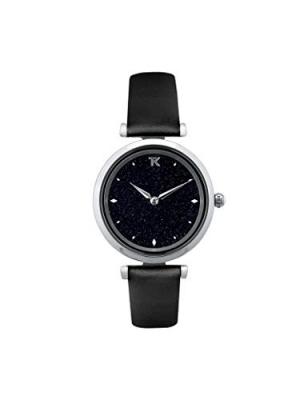  Montre Femme Trendy Kiss Quartz Bracelet Noir Cadran Bleu-Tc10122-05