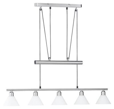 TRIO  Stamina Plafonnier Suspendu Moderne &Agrave; 5 Lumi&egrave;res, Nickel Mat