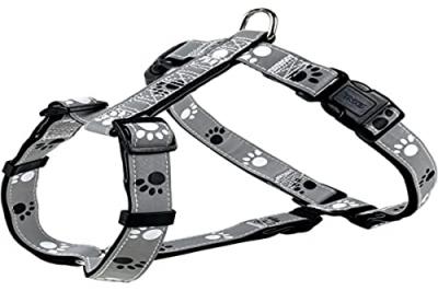 TRIXIE Silver Reflect Harnais H - M-L: 50-75 Cm/25 Mm, Noir/Gris Argent
