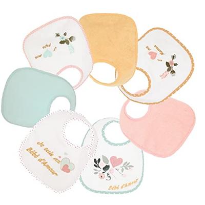 TROIS KILOS SEPT Lot De 7 Bavoirs Naissance - Baby Love Pastel - 