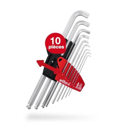 WIHA  Ensemble de cl&eacute;s en L hexagonales 10 pcs ProStar chrom&eacute;s