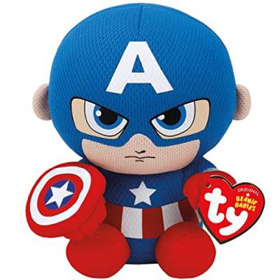 TY Peluche  Marvel Beanie Babies Small Captain America 15 cm
