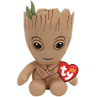 TY Peluche  Groot Marvel Beanie Babies Marron