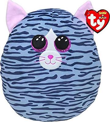 TY- Squish a boos-Coussin Kiki Le Chat 40cm, TY39190, Gris/Blanc