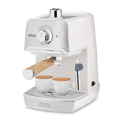 UFESA Combine Expresso Cafetiere CE7238 71704959 1.2L 850W M&eacute;tal Arr&ecirc;t Automatique Cr&egrave;me