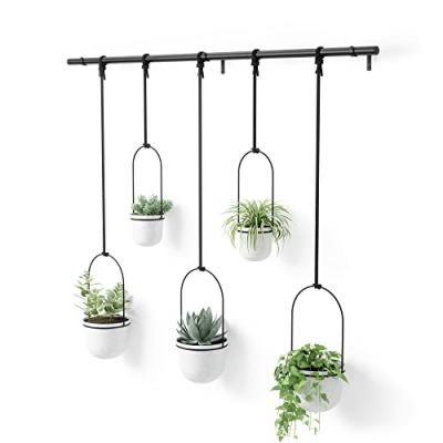  Ensemble de 5 pots de fleurs &agrave; suspendre en m&eacute;lamine blanc