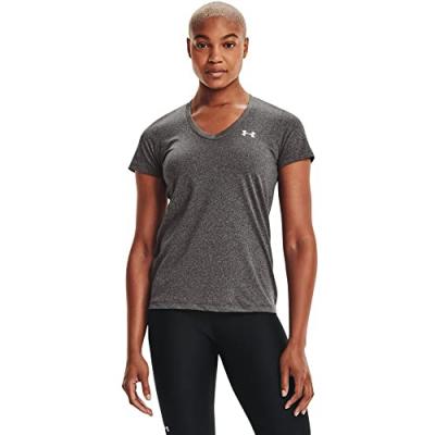 UNDER ARMOUR  pour femme. T-shirt &agrave; col en V UA Techr gris Under Armou