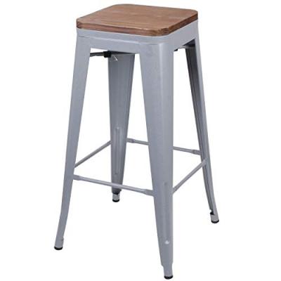 Tabouret de bar vintage Liv - H. 77 cm - Gris mat