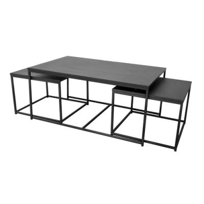 Fornord Set de 3 Tables Basses Gigognes M&eacute;tal Noir