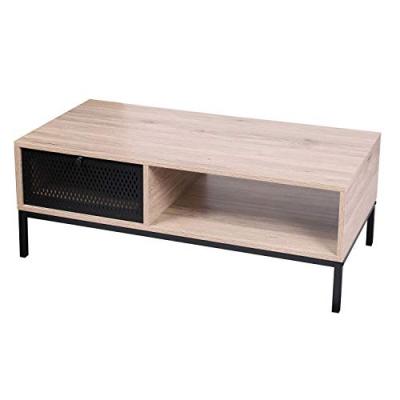 Table basse design industriel Soho - L. 100 x H. 36 cm - Noir