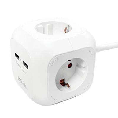 LOGILINK  Lps227 4 Enchufes + 2 Usb-a Usb Extension Cable Blanc