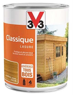 V33 Lasure  Classique 4 ans ch&ecirc;ne dor&eacute; satin&eacute; 1 l