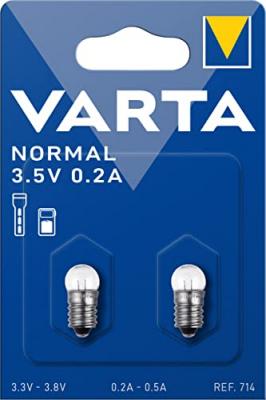 VARTA Lot de 2 ampoules pour lampe de poche Argon &agrave; vis 714 - 3,5 V - 0.2 A