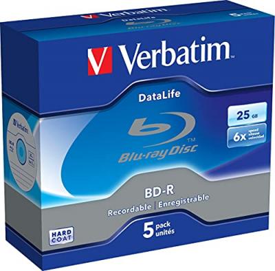 VERBATIM  Data Life Bd-r Blu-ray 25gb 6x Speed 5 Units Blanc
