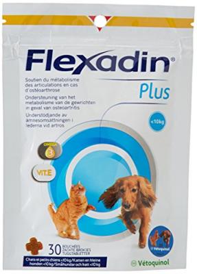 FLEXADIN Vetoquinol  Plus Chien Chat Moins De 10kg 30 bouch&eacute;es