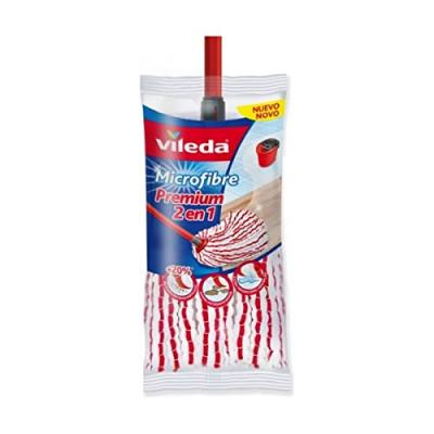 VILEDA Serpill&egrave;re  microfibres 2-en-1 &agrave; t&ecirc;te universelle - Blanc