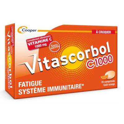 VITASCORBOL  C1000 &Agrave; Croquer - Compl&eacute;ment Alimentaire Vitamine C - 20 Comprim&eacute;s