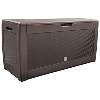 VOUNOT Coffre de rangement exterieur 310l en pp 119x48x60cm style polyrotin marron