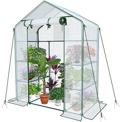 VOUNOT Serre de jardin avec etageres et bache pe renforcee 135g/m2 143x73x195cm