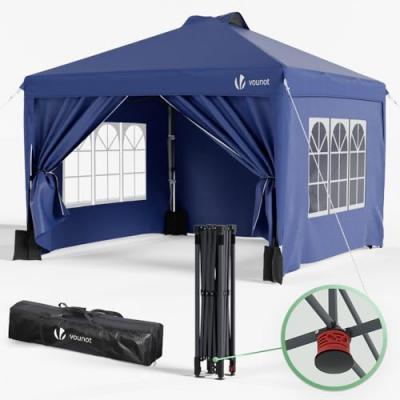 VOUNOT  Tonnelle de Jardin 3x3m POP UP installation facile avec portes et fenetres Bleu 