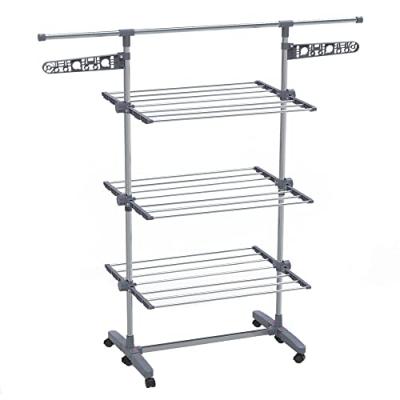 VOUNOT  Sechoir a linge inox etendoir robuste ailes pliables 3 niveaux
